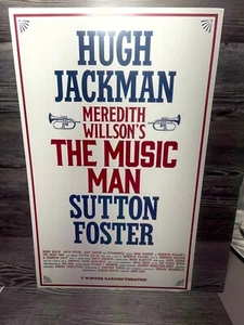 TARJETA/PÓSTER HUGH JACKMAN, SUTTON FOSTER, MUSIC MAN ON BROADWAY WINDOW RARO - Imagen 1 de 6