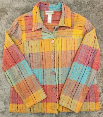 Drapers and Damons 多色格子外套女式大号纽扣 — 第 1/4 张图片