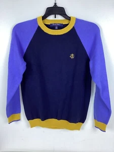 Brooks Brothers Fleece Boys Sweater Blue Cotton Knit Contrast Cuffs Collar M - Picture 1 of 4
