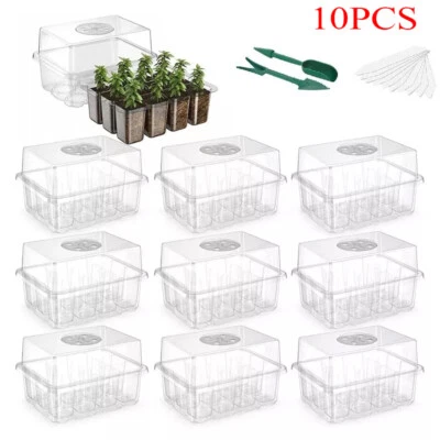 ^10x Seed Starter Tray Kits 120Cells Biodegradable Pot Seedling Germination Tray - Image 1 of 4