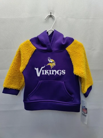 NFL Minnesota Vikings Infant Hooded Sweatshirt 12M Regal Purple W/ Yellow Sleeve Cover