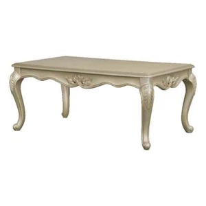 ACME Libertee Wood Rectangular Coffee Table with Floral Trim in Champagne Gold - Picture 1 of 7