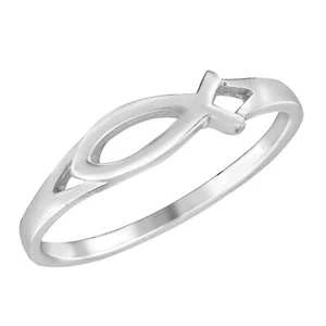 Simple Christian Ichthys Jesus Fish Sterling Silver Everyday Ring-7 - Picture 1 of 5