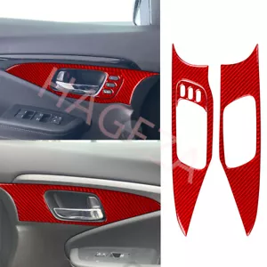 Moldura de panel de manija de puerta delantera de fibra de carbono roja para Honda Ridgeline Passport Pilot - Imagen 1 de 16