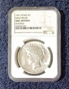 1921 Peace Dollar NGC unzirkulierte Details - nur für einen Fleck! - Bild 1 von 4