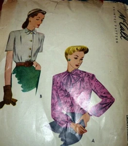 * SCHÖNE VINTAGE 40er Jahre BLUSE McCALLS Schnittmuster 12/30 - Bild 1 von 1