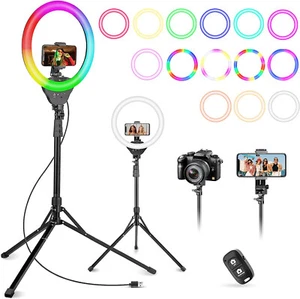 Aureday 12" Selfie Ring Light avec Support et Support Téléphone, 15 Couleur RGB Ring - Photo 1 sur 9