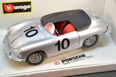 BBURAGO 1/18 PORSCHE 356 B CABRIOLET (1961) CIRCUITO AVUS #10 DIE CAST ITALY - Immagine 1 di 4
