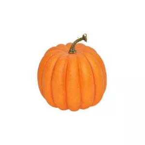 Künstlicher orangefarbener Kürbis 19 cm Durchmesser mit Stiel - Bild 1 von 1
