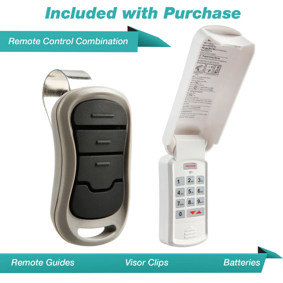 For Genie Garage Door Opener Wireless Keyless Keypad Intellicode + Visor Remote