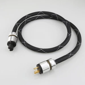 125V/15A US EU AU UK HIFI Power Cord 12AWG with 3-Prong US 24K Gold Plated Plug - Picture 1 of 11