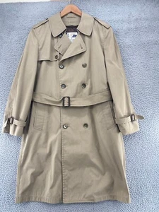 London Fog Coat Men 40 Beige Maincoats Weatherwear Trench Double Breasted Button - Picture 1 of 13