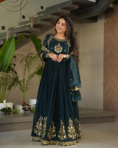 Indischer Stil Kunst Georgette Kleid mit ausgefallenem Duaptta für Hochzeitskleidung - Bild 1 von 12