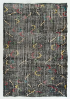 6x8.3 Ft Vintage Handmade Turkish Zeki Muren Rug with Boomerang-shaped figures - Image 1 of 4