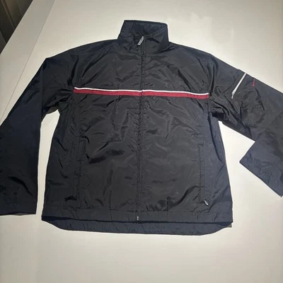 VTG nike black full zip windbreaker jacket red/white stripe swoosh mens Small - Image 1 of 4