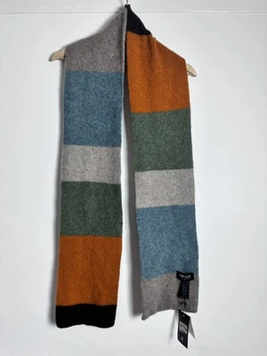 Impresionante Bufanda Mackie Scotland Pura Lana Nueva Naranja Verde Azulado Nueva Foto 1 de 4