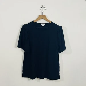 Nine West Freizeit-T-Shirt schwarz kurzärmlig leicht Puffärmel Rundhalsausschnitt Freizeit - Bild 1 von 7