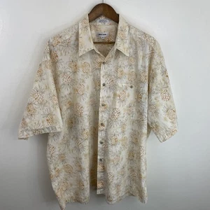 Pierre Cardin Hawaiian Shirt Mens 2XL XXL Beige & Orange Pineapple Short Sleeve - Picture 1 of 10