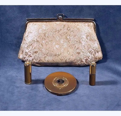 1940-50 Elgin American Brocade Clutch Purse Lighter,Lipstick Compact Evening Bag - Image 1 of 4
