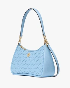 🔥 Kate Spade KL026 Kayla Woven Leather Small Shoulder Bag Purse Lt Blue New! - Picture 1 of 8