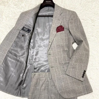Polo Ralph Lauren 2 Piece Suits Gray Vintage Men's size XL Flannel Pen Check - Image 1 of 4