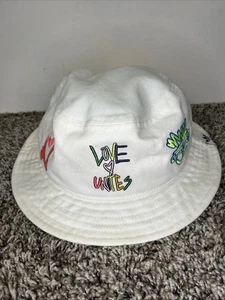 Adidas Bucket Hat Originals Love Unites White Embroidered Heart OSFA - Picture 1 of 7