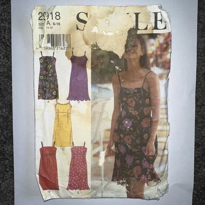 Style 2918 Slip Dress Sewing Pattern Sz 6-16 Uncut FF Envelope Damaged - Image 1 of 4