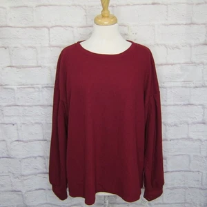 VINCE CAMUTO Burgundy Ribbed Pleated Sleeve Crew Neck Top size XXL NWOT - Picture 1 of 10