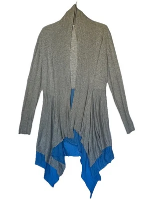 Cárdigan para mujer Kokun bambú cachemir cortina frente abierto gris azul talla grande Foto 1 de 4