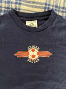 Vintage Adidas Soccer T-Shirt Blue Orange Youth XL - Picture 1 of 7