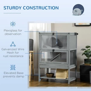 Kleintierkäfig aus Holz für Hamster Mäuse und Ratten gemütlicher Lebensraum - Bild 1 von 7