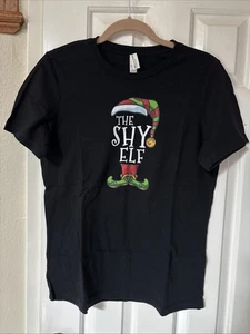 Bella + Canvas, Woman's The Shy Elf Black T- Shirt, Size M - Picture 1 of 5