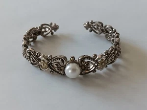 Barbara Bixby Sterling/18K Yellow Gold Pearl Hinged Cuff Bracelet - Picture 1 of 6
