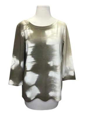 Camiseta Lafayette 148 Manga 3/4 Mediana Marrón Taupe Crema Tie Dye Algodón Elástico Foto 1 de 4