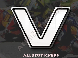 Autocollant Résine Lettre V 3D Couleur Blanc Taille 25mm - Imagen 1 de 1