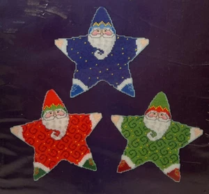 Craftways Magical Star Santa Ornaments New Plastic Canvas Kit Out Of Print - Picture 1 of 3
