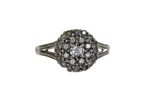 Exquisite Diamond Cluster Ring in Sterling Silver – Size 8 Floral Design - Picture 1 of 10