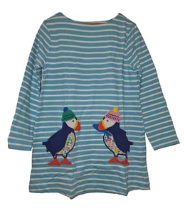 Girls Ex Boden Dress Tunic Puffins Blue Striped Cotton 2-10 Years NEW - Picture 1 of 4