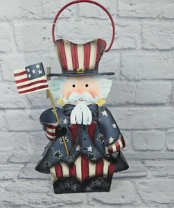 Home Interiors Patriotic Uncle Sam Tin Lantern Votive Candle Holder 4th of July - Picture 1 of 12
