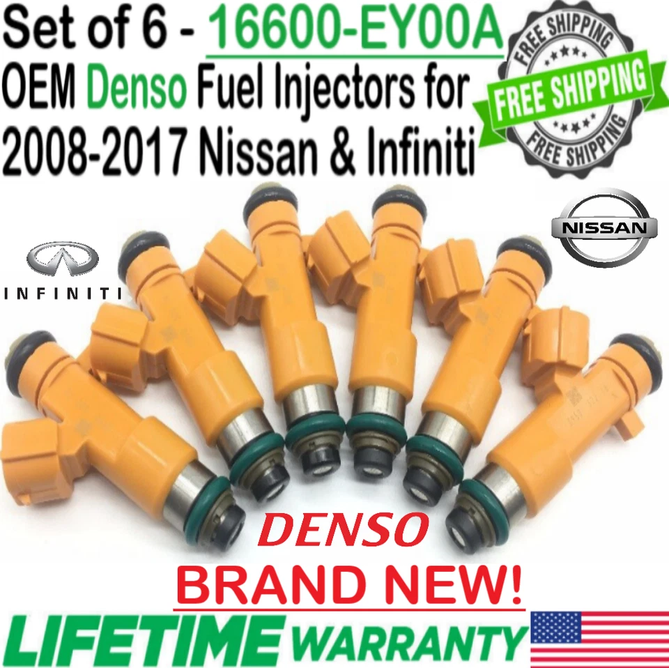Inyectores de combustible Denso genuinos 6 piezas nuevos para Infiniti QX50 2014, 2015 3,7 L V6 Foto 1 de 4