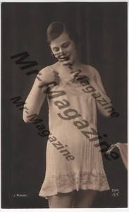 Vintage B&W Risqué Pinup 4"x5" Sexy Brunette Lingerie Postcard Cheesecake XP-335 - Picture 1 of 1