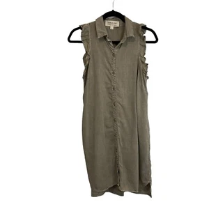 Cloth & Stone Tan 100% Tencel Sleeveless Ruffle Button Up Shirt Dress Womens S - Bild 1 von 10