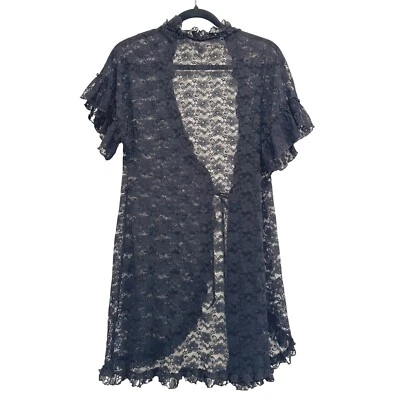 In Bloom de Jonquil Bata de Encaje Kimono Lencería Negra Transparente M Sin Cinturón Caprichoso Foto 1 de 4