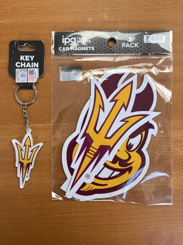 2 Pack Arizona State University Magnets ASU Sun Devils Car Magnets With Keychain Cover