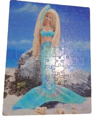 Rompecabezas Barbie Mermaid 1993 vintage 100 piezas, rompecabezas dorado, 100 % completo Foto 1 de 4