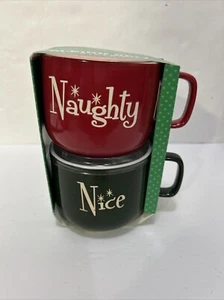 Sleigh Bell Bistro "Nice & Naughty" Christmas 13 oz. Coffee/Tea Mug Set of 2 - Picture 1 of 5