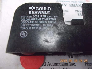 Soporte de bloque de fusibles Gould Shawmut 30321RAB 600V 30A - Imagen 1 de 2