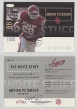 2007 SAGE Hit The Write Stuff Adrian Peterson #10 Rookie RC