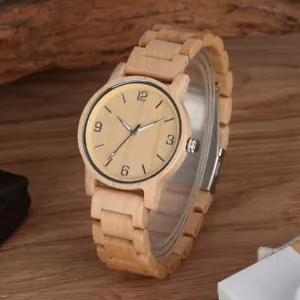 Unisex's Watch Handmade Wood Quartz Watches for Men Women Natural Wooden Band - Picture 1 of 16