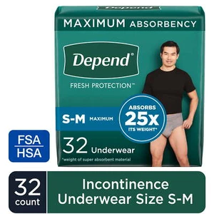Fresh Protection Incontinence Underwear for Men, Adult Diapers, S/M, 32 Count - Picture 1 of 21